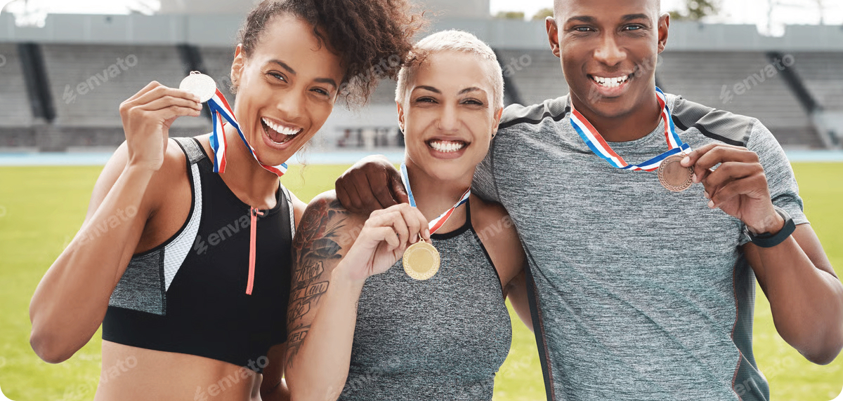 Athletes celebrating